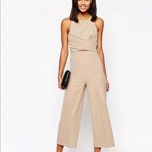 ASOS Wrap Waist Jumpsuit - Stone / US 4